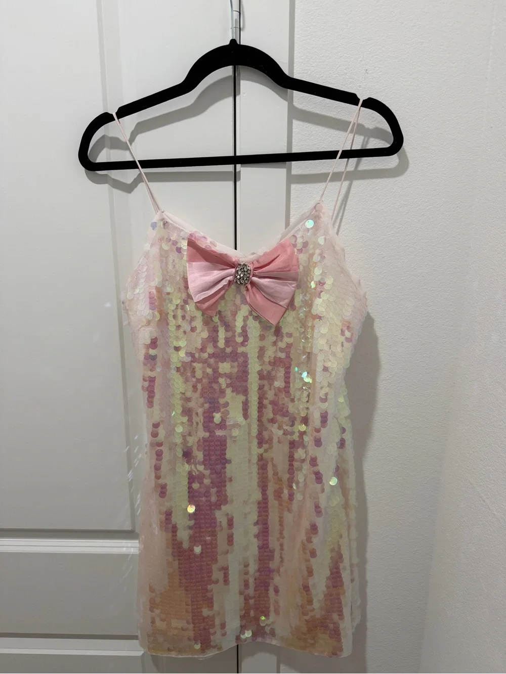 LoveShackFancy Kumi Sequin Statement Dress in Iridescent Pink - Picture 2 of 6